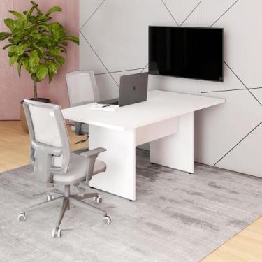 Imagem de Mesa Reunião Escritório 160cm x 80cm Branco Pé Painel F5 - F5 Office G