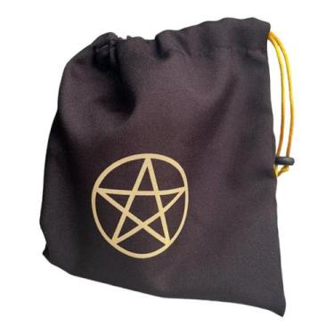 Imagem de Estojo Saquinho Tecido Pentagrama Preto P Baralho 20x19cm - Meta Ataca