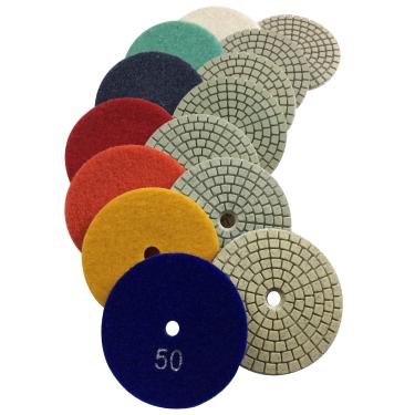 Imagem de Konfor Almofadas de polimento de diamante úmido de 7 passos de 7,6 cm para granito de mármore, ardósia de quartzo com pedra de concreto