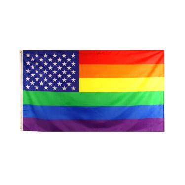 Imagem de Flaglink Bandeira do orgulho gay americano 9,5 x 1,5 m - bandeira arco-íris dos EUA