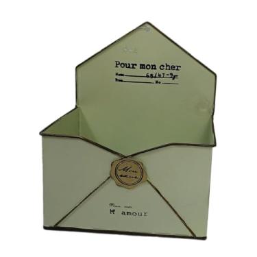 Imagem de Fenteer Cesto de porta da porta da frente plantadeira de parede de metal cesta frente, vintage, vaso de parede de vasos de flores para decoração de na, Verde