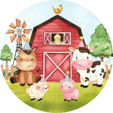 Imagem de Painel Redondo 3D Sublimado Fazendinha Frd-1444