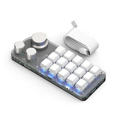 Imagem de Teclado Mecânico Macro de Uma Mão, 15 Teclas, 3 Botões, Teclado Programável Com Fio, Interruptores Azuis Mini Teclado Macro para Controle Industrial de Escritório de Jogos, para