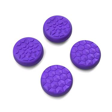 Imagem de PlayVital Tampas de aperto de polegar para Steam Deck LCD, para PS Portal Remote Player Silicone Thumbsticks Grips Joystick Caps para Steam Deck OLED - Design de diamante e bomba de rachadura roxo