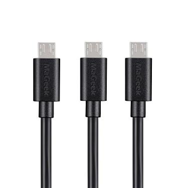 Imagem de [Pacote com 3 peças] MaGeek – Cabos Micro USB premium de 0,9 m de alta velocidade USB 2.0 A macho para Micro B Sync e cabos de carregamento para Samsung, HTC, Sony, Motorola, LG, Google, Nokia e mais (Preto)