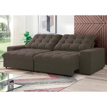 Imagem de Sofá 4 Lugares Retrátil-reclinável Linoforte Benetton Com Revestimento Em Suede Castor