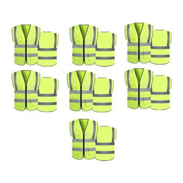 Imagem de Colete Sinalizador Epi Refletivo Kit 7 Unidades Proteçao Trabalho Blusao Fluorescente