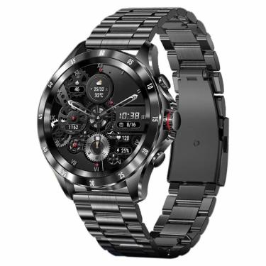 Imagem de Relógio Inteligente Para Homens Ip68 Impermeável Termômetro Bluetooth Aço Preto