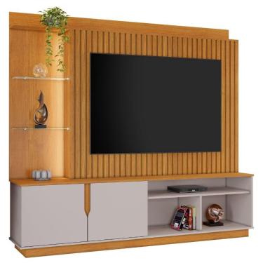 Imagem de Home Amparo Com Painel Ripado E Led Tv Até 60 Polegadas Cinamomo Off White