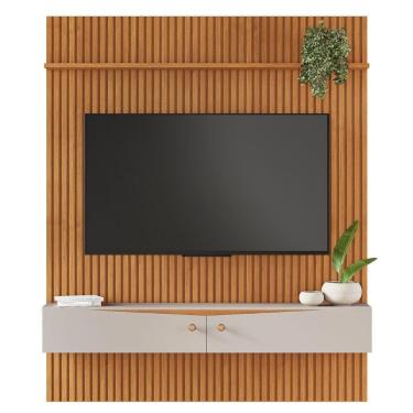 Imagem de Painel Para Tv Ripado Riso Com Nicho 65 Polegadas Jcm Movelaria Cinamomo Off White 1,82m