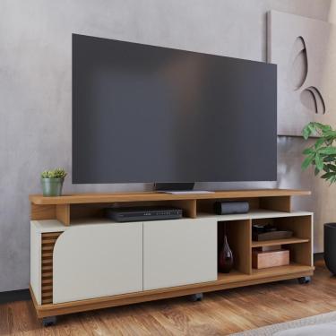 Imagem de Rack Bancada 2 Portas Com Rodízio Jurerê 1.8 Freijó Off White