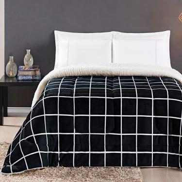 Imagem de Coberdrom Sherpa E Flannel Austin Queen Manta 100g 01 Peça - Preto