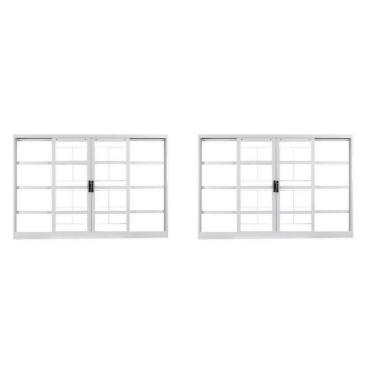 Imagem de Kit Com 2 Janelas De Aço De Correr 100x150cm 4 Folhas Com Grade Minas Sul Mgm Branco