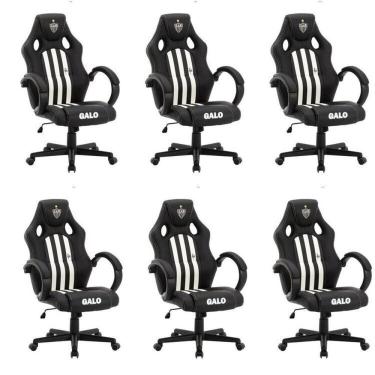 Imagem de Kit 6 Cadeiras Gamer Atlético Mineiro Cam 3316 Espresso Móveis Preto