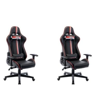 Imagem de Kit 2 Cadeiras Gamer São Paulo Spfc 3318 Preto/vermelho