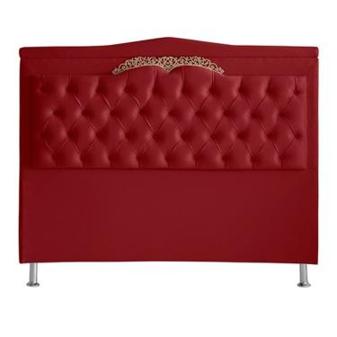 Imagem de Cabeceira Barcelona Casal 1,40 Para Cama Box Madeira Eucalipto Suede Vermelho Do Lar Mó...