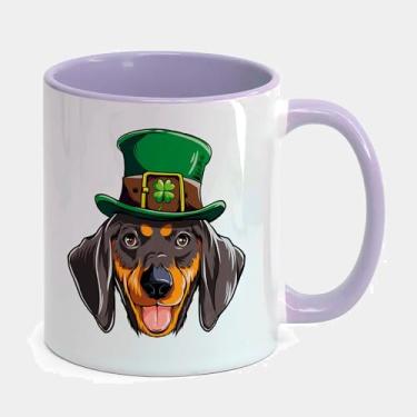 Imagem de Caneca Porcelana Branca Alça e Interior Roxa 325ml - Dachshund PATRICKS DAY CACHORRO LINDO