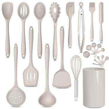 Imagem de E-far Conjunto de utensílios de cozinha de silicone, 24 peças de utensílios de cozinha resistentes ao calor com suporte, utensílios de cozinha de silicone com espátula, espátula, espátula, espátula