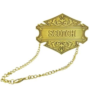 Imagem de Etiquetas de decantador de vinho para uísque – etiquetas vintage em uma corrente para álcool – etiqueta de garrafa de licor para vodca, rum, uísque, conhaque de bourbon, gim tequila (escocês)