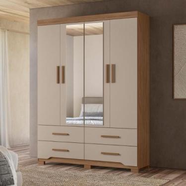 Imagem de Conjunto Guarda Roupa e Comoda Bacco Carvalho Fendi - CASA H