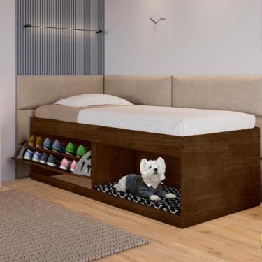 Imagem de Box Solteiro 2 Prateleiras Flórida Com Kit Pet e Colchão Malbec - CASA