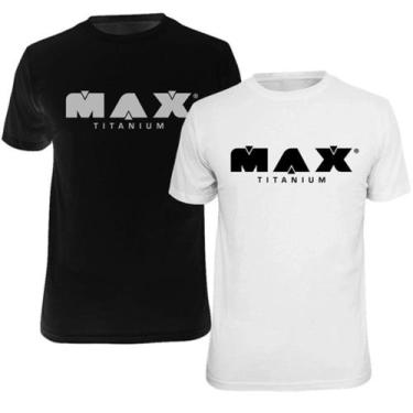 Imagem de Kit 2x Camiseta Max Titanium Preta + Branca Blusa Roupa, G