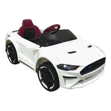 Imagem de Mini Carro Elétrico Tipo Mustang Branco Com Controle Luz Som Voltagem 