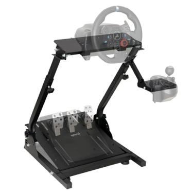 Imagem de Nejoney Suporte de Volante de Corrida, Altura Ajustável e Dobrável, Compatível com Logitech G25, G27, G29, G920, Thrustmaster T300, T300RS, T150, TX F458, T500RS, PS3 e PS4