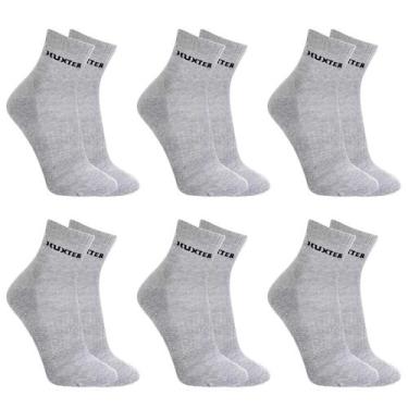 Imagem de Kit 6 Pares Meias Originais Huxter Cano Médio Algodão, Cinza