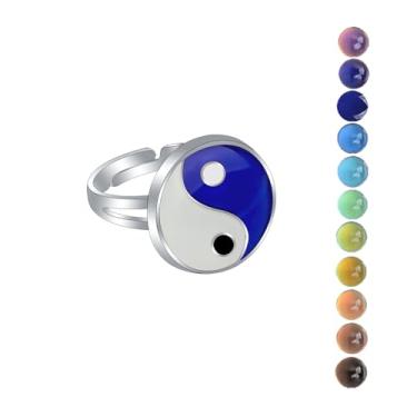 Imagem de AINILOVE Anéis de humor femininos luminosos que mudam de cor, anel de humor com cristais de pedra preciosa dinossauro/tartaruga/borboleta/paz/coração/girassol/golfinho/unicórnio, presentes de festa de