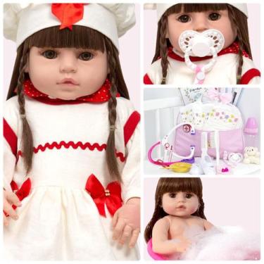 Imagem de Bebe Reborn Menina Linda Corpo de Silicone 24 Itens Bolsa - Cegonha Re