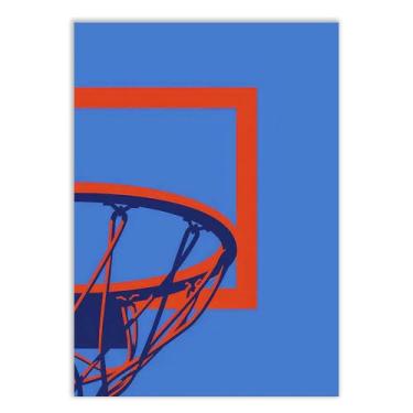 Imagem de Placa Decorativa Basquete Ilustração Cesta Retro Decoração Poster Quarto Sala