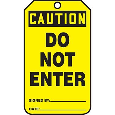Imagem de Accuform Etiqueta de segurança MDT650CTP PF-Cardstock, legenda "Caution Do Not Enter", 14,6 cm de comprimento x 8,3 cm de largura x 0 cm de espessura, preto sobre amarelo (pacote com 25)