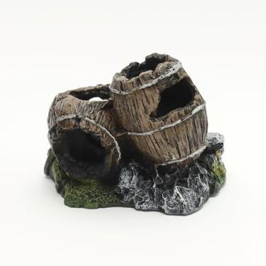 Imagem de Toca barrica para Peixes Betta e Pequenos Peixes | Toca em Resina Atóxica para Aquário de Água Doce ou Salgada | Pintura Artesanal (Dupla)