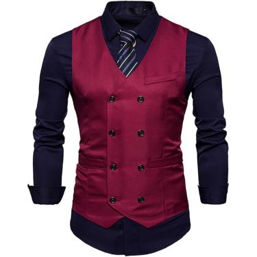Imagem de Colete De Vestido Duplo Masculino Primavera Slim Fit Colete Sem Mangas Terno De Casamento Empresarial, Khaki, S