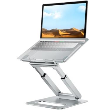Imagem de Laptop Stand for Desk Adjustable Height, Ergonomic Sit Stand Computer Stand for Good Posture, Aluminum Standing Laptop Riser for Protecting Spine Compatible with MacBook Pro, All Laptops 10-17"-Silver