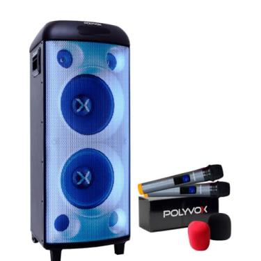 Imagem de Polyvox, Caixa de Som Amplificada Polyvox Torre XT-990 TWS Bluetooth Full Led 2000W + Microfones sem fio