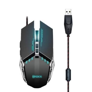 Imagem de Mouse Gamer Com Fio USB 7 Botões LED RGB Hrebos HS-311