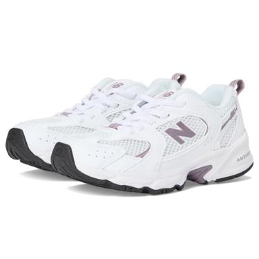 Imagem de New Balance Tênis infantil unissex 530 Bungee (criança pequena), Branco/Dark Ice Wine, 15