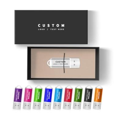 Imagem de Pen drive USB personalizado, pacote com 50 unidades de pen drive personalizado USB 2.0, ideal para negócios, educação, corporações, estúdio de fotografia e música (4 GB, com caixa de presente)