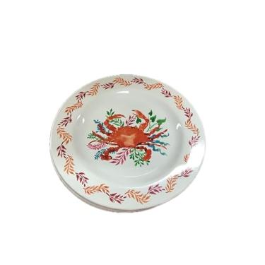 Imagem de Sigrid Olsen Conjunto de 4 pratos de jantar de melamina, caranguejo com borda de coral