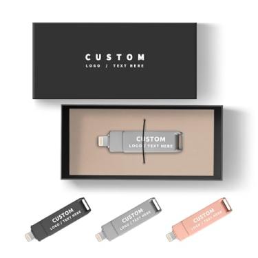 Imagem de Pen drive USB OTG personalizado, pacote com 100 canetas multifuncionais 3 em 1 giratórias personalizadas, pen drive USB 3.0, ideal para brindes promocionais corporativos e de eventos de negócios (64