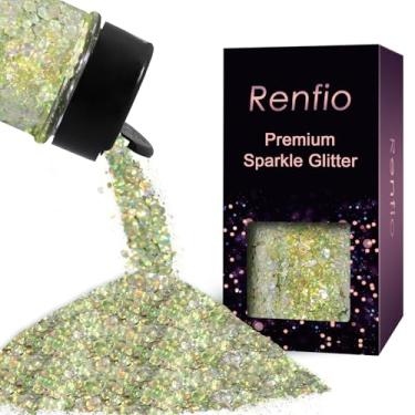 Imagem de Renfio Chameleon Mermaid Chunky Glitter, 50 g 3D Holográfico Amarelo Grosso Glitter para Snowglobe Tumbler, Artesanato, Resina, Unha, Slime, Decoração de Festivais