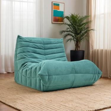 Imagem de MEISIMAN Cadeira de pufe, cadeira de sofá preguiçoso - pufe para adultos, cadeira gigante confortável com espuma viscoelástica e tecido de lã para sala de estar, quarto, canto de leitura, lounge