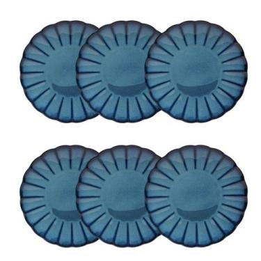 Imagem de Jogo De Sobremesa Scallop Azul 21cm 6 Pratos Em Cerâmica - Wolff