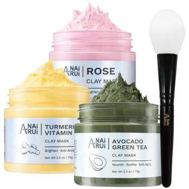 Imagem de Conjunto de máscaras faciais ANAI RUI Cúrcuma, Vitamina C, Rosa, Abaca