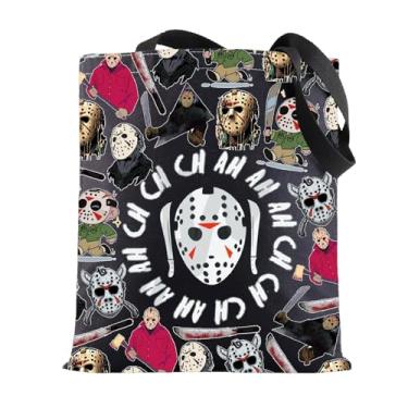 Imagem de BWWKTOP Máscara de terror bolsa transversal Slasher Fans Gift Killer bolsa alça ajustável Machete Killer​ Merch, Jason -Tg Bl