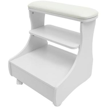 Imagem de Banquinho Para Pedicure Manicure Descanso Para Os Pés Carrinho Com Rodas Carrinho De Spa Portátil Para Esteticistas Massagem Banquinho Com Gaveta E Prateleira Removível, Black and White