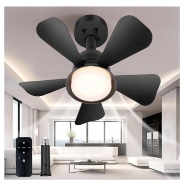 Imagem de NBKLS Ventiladores de teto com luzes, ventilador de teto preto de baixo perfil com luz, 3 velocidades do vento luzes LED de 1000 lúmens, luz de ventilador de teto inteligente com controle remoto para