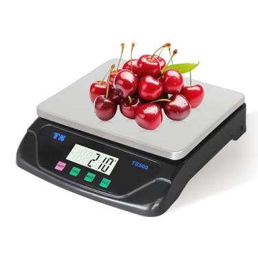 Imagem de LAIJIANG Grande balança digital de cozinha de 30 kg/66 lb, balança comercial de alimentos com precisão de 1 g, aço inoxidável 304, visor LCD, plug-in e alimentado por bateria para cozinhar, assar